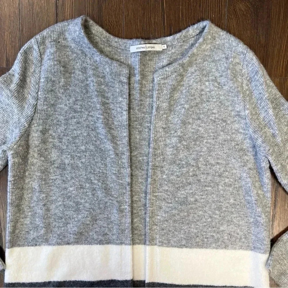 Stripes and stitches open cardigan SZ MED - Picture 2 of 5